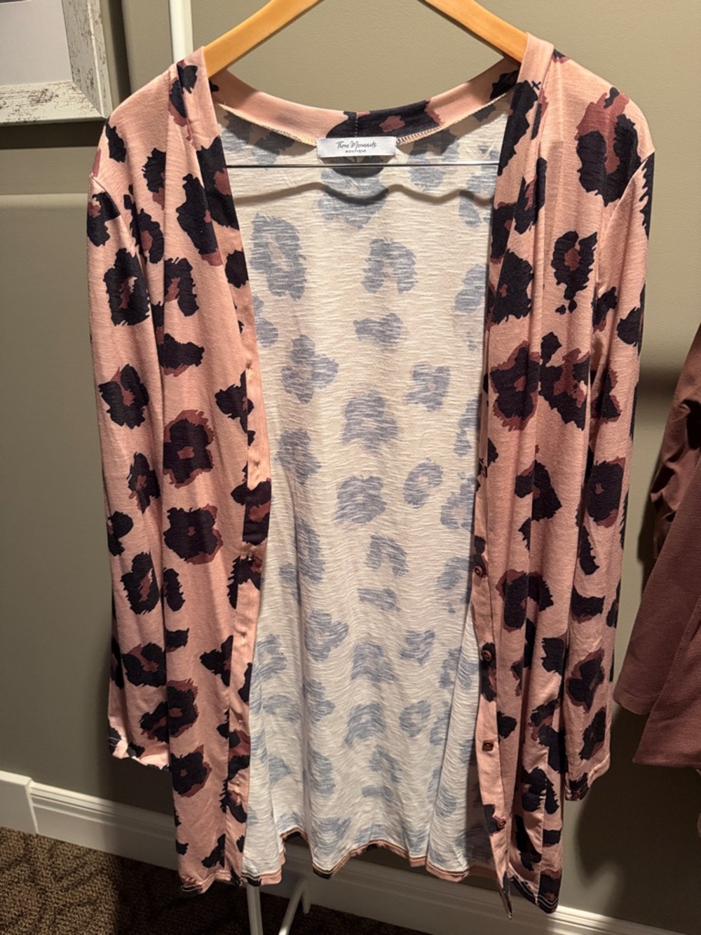 Blush Pink Leopard-Print Open Cardigan by Free People